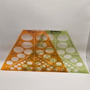 Berol‎ Rapidesign Isometric Ellipse Templates KD14-100R No. 60312 Green & Orange